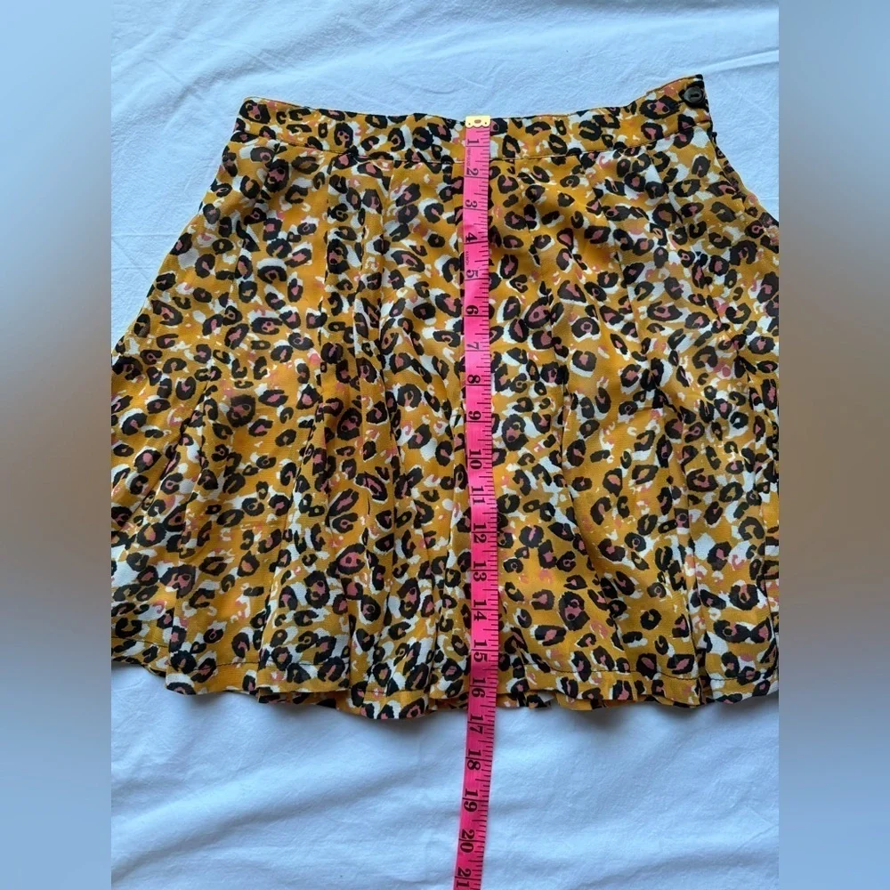 MINKPINK Orange and Pink Cheetah Print Pleated Circle Skirt Small